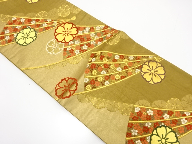 JAPANESE KIMONO / ANTIQUE FUKURO OBI / SILK / WOVEN FLOWER ARABESQUE